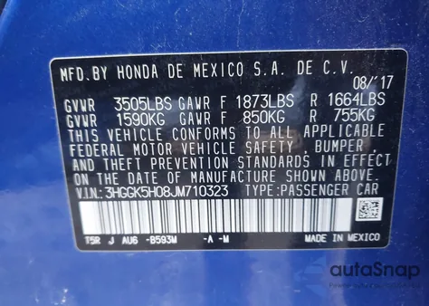 2018 Honda Fit Ex-L z USA, uszkodzony, nr VIN 3HGGK5H08JM710323